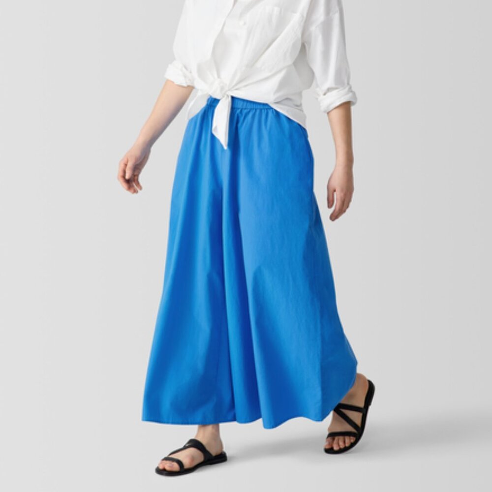 NWT Eileen Fisher CALYPSO Washed Organic Cotton Poplin Cropped Wide Pants